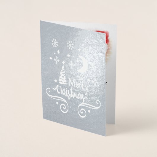 Sterne, Mond, Schneeflocken, Weihnachten, ZSSG Folienkarte (Vorderseite)