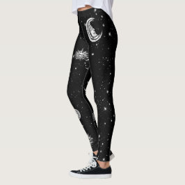 Sterne, Mond und Sonne im Universum Leggings