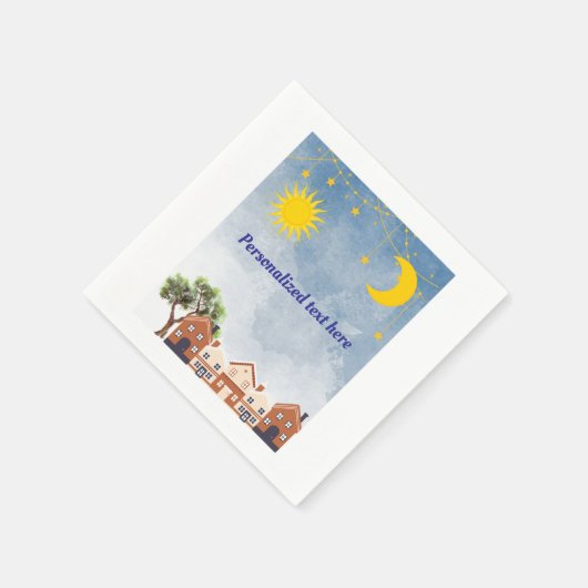 Sterne, Mond und Sonnendusche Serviette (Ecke)