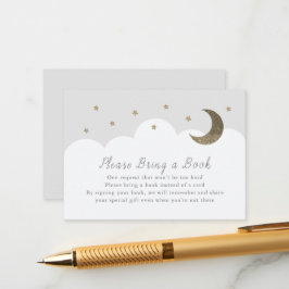 Sterne, Mond und Wolken Grau Bitte eine Buchkarte  Begleitkarte