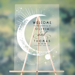 Sterne Moon Celestial Akryllische Hochzeit Begrüßu Acrylschild