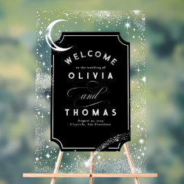 Sterne Moon Celestial Akryllische Hochzeit Begrüßu Acrylschild