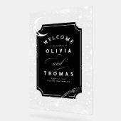 Sterne Moon Celestial Akryllische Hochzeit Begrüßu Acrylschild (Winkel)