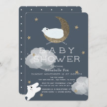 Sterne & Moon Polar Bears Navy Baby Dusche