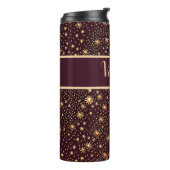 Sterne Muster braun orange Thermosbecher (Nach links gedreht)
