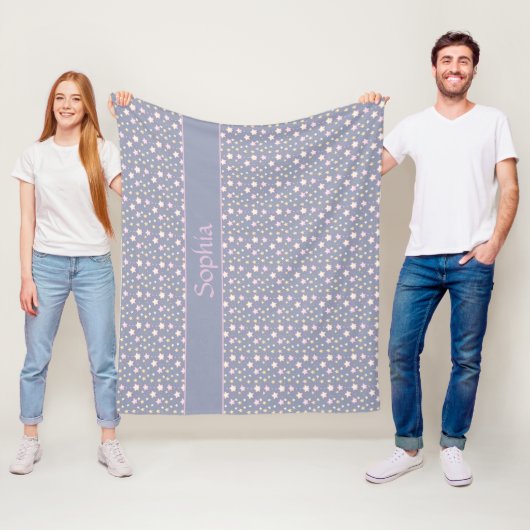 Sterne Muster rosa grau Fleecedecke (Beispiel)