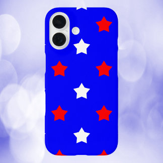 Sterne Muster Rot Blau Hintergrund iPhone 16 Hülle