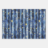 Sterne Night Skies Moons Stripes Geschenkpapier Set (Vorderseite 2)