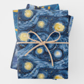 Sterne Night Skies Moons Stripes Geschenkpapier Set (Beispiel)