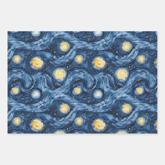 Sterne Night Skies Moons Stripes Geschenkpapier Set (Vorderseite)