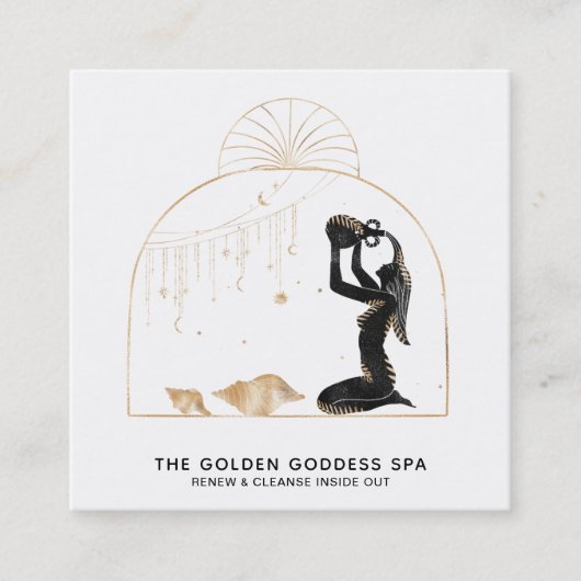 *~* Sterne Palms Goddess Moon Bath Muscheln Wellne Quadratische Visitenkarte (Vorderseite)