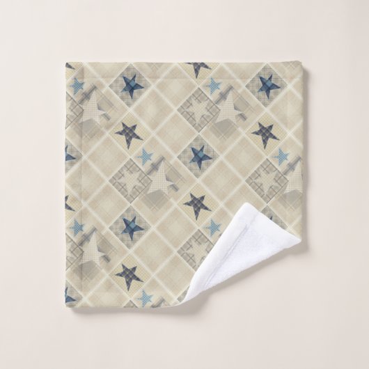 Sterne , Patchwork , blau Badhandtuch Set (Waschlappen)