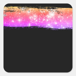 Sterne Pinselstriche Blank Template, DIY, Black, V Quadratischer Aufkleber