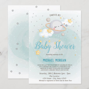 Sterne,Planet,Wolken Drive-By-Baby-Party  Einladung