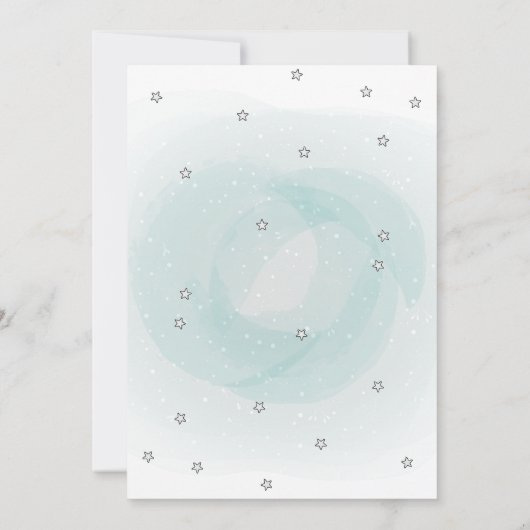 Sterne, Planet, Wolkenantrieb mit Babydusche Einladung (Rückseite)