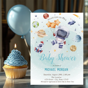Sterne,Rakete,Astronaut Raum Baby Shower Einladung