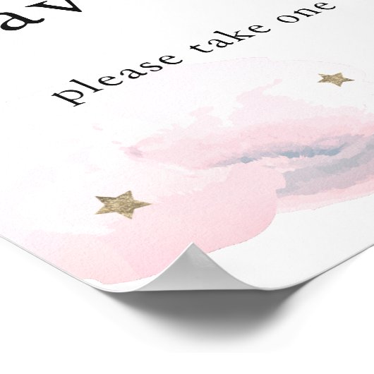 Sterne & rosa Wolken Kinderdusche bevorzugt Schild (Ecke)