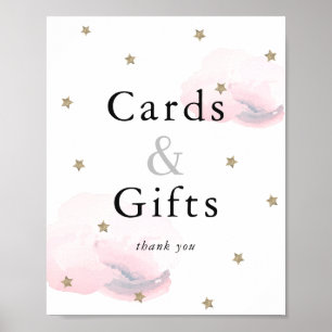 Sterne Rosa Wolken Kinderduschkarten und Geschenke Poster