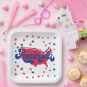 Sterne Rot Weiß und Blau Amerika Pappteller (Party)