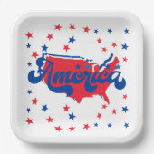 Sterne Rot Weiß und Blau Amerika Pappteller (Vorderseite)