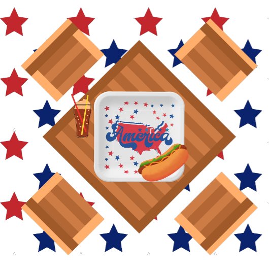 Sterne Rot Weiß und Blau Amerika Pappteller