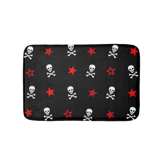 Sterne, Schädel und Kreuze Badematte (Vorderseite)