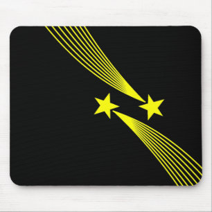 Sterne schießen - Gelb auf schwarz Mousepad
