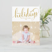 Sterne & Schneeflocken Happy Holidays Fotokarte Feiertagskarte (Stehend Vorderseite)