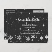 Sterne Schneeflocken WeihnachtsWedding Save the Da Ankündigungspostkarte (Vorne/Hinten)