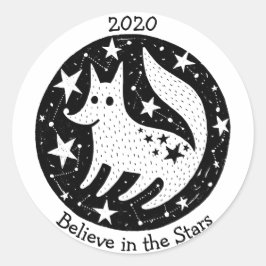 Sterne & Sternbilder Freundlicher Weißer Hund Wolf Runder Aufkleber