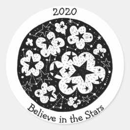 Sterne & Sternbilder Popcorn Blüten Wolken B/W Runder Aufkleber