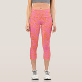 Sterne, Sterne, Sterne in Rosa und Orange Capri Leggings (Vorderseite)