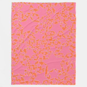 Sterne, Sterne, Sterne in Rosa und Orange Fleecedecke
