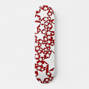Sterne, Sterne, Sterne in Rot und Weiß Skateboard