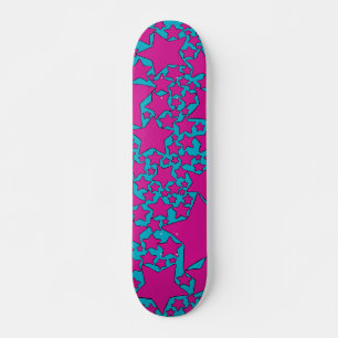 Sterne, Sterne, Sterne in Türkis und Hot Pink Skateboard