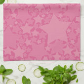 Sterne, Sterne, Sterne - rosa Geschirrtuch (Gefaltet)