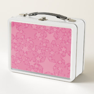 Sterne, Sterne, Sterne - rosa Metall Brotdose
