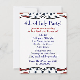 Sterne Streifen 4. Juli BBQ-Party Einladung