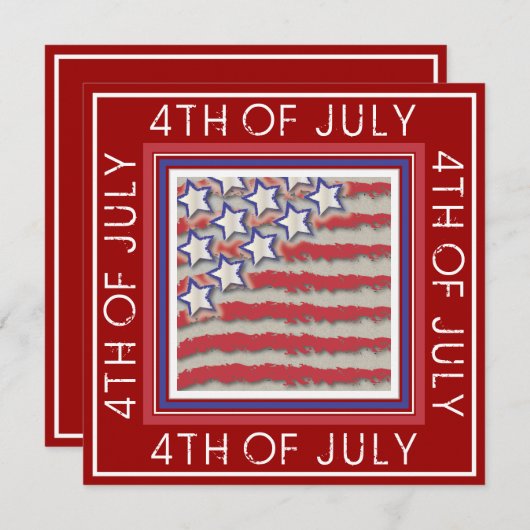 Sterne & Streifen 4. Juli Party Einladung (Vorne/Hinten)