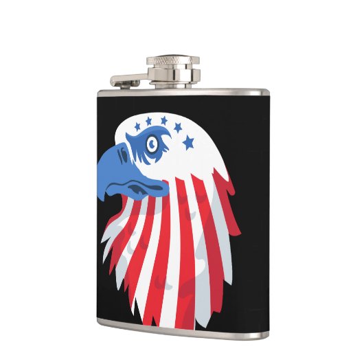 Sterne & Streifen Bald Adler. Name anpassen Flachmann (Links)