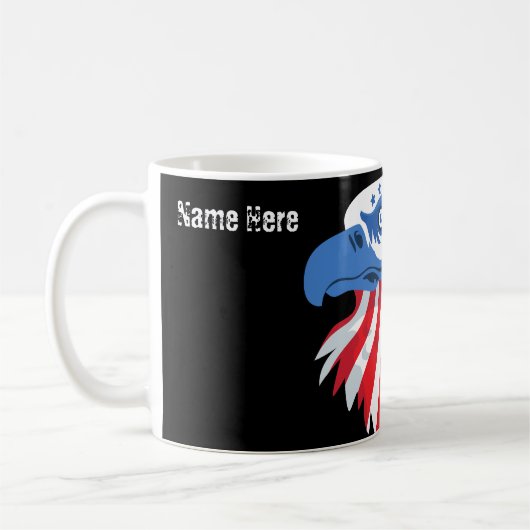 Sterne & Streifen Bald Adler. Name anpassen Kaffeetasse (Links)