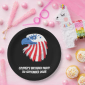 Sterne & Streifen Bald Adler. Name/Nachricht anpas Pappteller (Party)