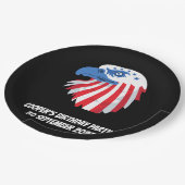 Sterne & Streifen Bald Adler. Name/Nachricht anpas Pappteller (Schrägansicht)