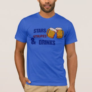 Sterne Streifen & Drinks Lustiges Patriotisches 4. T-Shirt