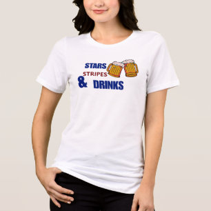 Sterne Streifen & Drinks Lustiges Patriotisches 4. Tri-Blend Shirt