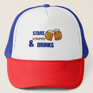Sterne Streifen & Drinks Lustiges Patriotisches 4. Truckerkappe