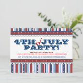 Sterne & Streifen Festivals 4. Juli Party Einladung (Stehend Vorderseite)