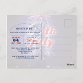 Sterne, Streifen, Feuerwerk 4. Juli Einladung Postkarte (Rückseite)
