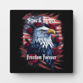 Sterne & Streifen-Flagge mit Adler und Rose Fotoplatte (Vorderseite)