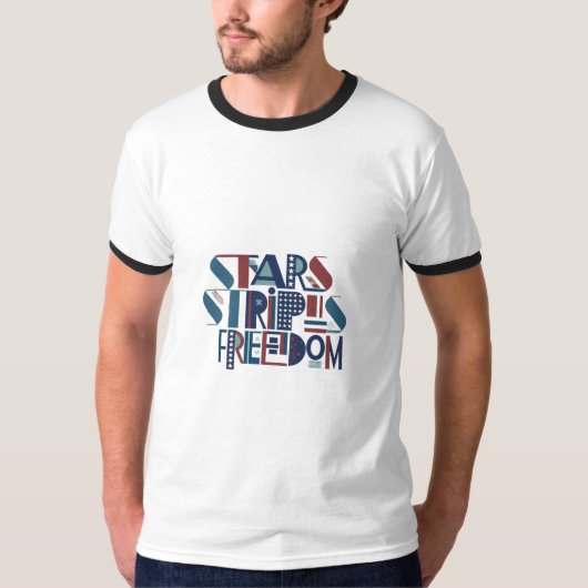 Sterne Streifen Freiheit T-Shirt (Vorderseite)